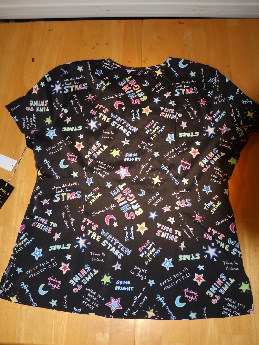 Girls Short Sleeve Star & Moon Print Tee in Black
